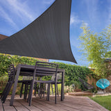 LUMALAND Sonnensegel 100% HDPE Dreieck 5x5x5m Dunkelgrau, stabil, UV-Schutz, inkl. Befestigungsseile, ideal für Terrasse und Garten.