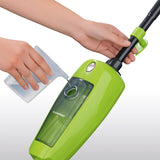 CLEANmaxx Dampfbesen 1000W Limegreen/Schwarz mit abnehmbarem Wassertank, schnell aufheizbar und für alle Böden geeignet.