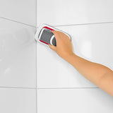 CLEANmaxx Akku-Scheuerbürste 3,7V rot/grau mit Handbürste reinigt Fliesenfugen kabellos und effektiv.