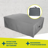 Hoberg Gartenmöbel-Abdeckung mit Kordelzug, wetterfest, UV-beständig, robust, mit Tragetasche, schützt Gartenmöbel effektiv vor Witterung.