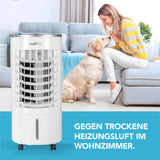MAXXMEE Luftkühler Mobil 65 W in weiß, kompakt mit Rollen, kühlt und befeuchtet effektiv trockene Raumluft.