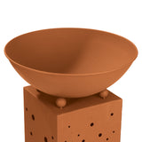 PRIMA GARDEN LED-Dekosäule mit Pflanzschale in Rost-Optik, braun, pulverbeschichtet, dekorativ für Garten und Terrasse.