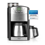 FRESH-AROMA-PERFECT Filterkaffeemaschine mit Mahlwerk und 2 Isolierkannen für heißen Kaffee und präzise Mahlgradeinstellung.