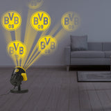 BVB LED-Motivstrahler projiziert das BVB-Logo rotierend an Wand, wetterbeständig, für Innen- und Außenbereich geeignet.