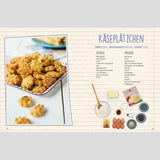 Kinderleichte Becherküche Set inkl. Messbecher-Set - Band 4 - Kleine Gerichte ganz groß mit Käseplätzchen Rezept und Zutatenübersicht.