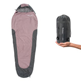 Where Tomorrow Camping Schlafsack Small & Light in Rose-Grau mit wasserabweisendem Material und praktischem Packsack.