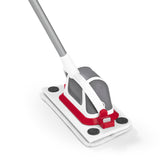 CLEANmaxx Akku-Scheuerbürste 3,7V rot/grau mit Teleskopstange und Mikrofasertuch für schonende Bodenreinigung kabellos.