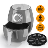 Kochwerk Heißluft-Fritteuse grau mit 4l Fassungsvermögen, 1400 Watt, fettarme Zubereitung fast ohne Öl, 30-Minuten-Timer.