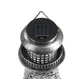 GARVIDA Solar-Leuchte Leuchtturm - silber mit perforiertem Metall, Solarbetrieben, kabellos, ideal für Garten, Terrasse und Balkon.