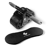 FitEngine Bauchmuskel-Roller mit Display in schwarz/grau, rutschfeste Griffe und komfortables Kniepad für effektives Training.