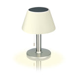 EASYmaxx Solar-Tischleuchte Edelstahl/weiß mit warmweißem LED-Licht und praktischem An- und Ausschalter, Höhe ca. 29 cm.