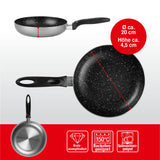 Mama Rossi Aluminium-Pfanne mit Cool-Touch-Griff - 20 cm, antihaftbeschichtet, backofengeeignet bis 150 °C, spülmaschinengeeignet, anthrazit.