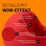 LUMALAND Sitzsack Drops (300 L) Rot mit extrastarken Nähten, abnehmbarem Bezug, Abperleffekt und verdecktem Reißverschluss.