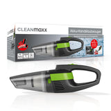 CLEANmaxx Akku-Handstaubsauger mit Autoadapter, kabellos, beutellos, nass und trocken, leistungsstarker Akku, LED-Beleuchtung, grün/grau.