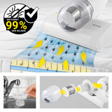 N8WERK Milbensauger mit Pulsrolle Moonlight White entfernt 99% Milben und desinfiziert Matratzen mit UV-C-Licht und EPA 11-Filter.