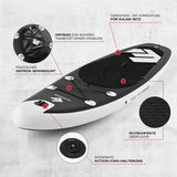 FitEngine Trip SUP-Board Set (Allrounder) - 12' mit Kajak-Sitz, LED-Beleuchtung, rutschfester Oberfläche und Action-Cam-Halterung.