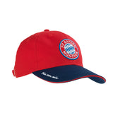 FC BAYERN MÜNCHEN Cap "Mia san Mia" - blau/rot mit Logo, verstellbar, 100% Baumwolle, Schriftzug auf dem Schirm.
