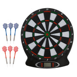 MAXXMEE Dartscheibe mit 6 Pfeilen und 6 Ersatzspitzen + Batterien, elektronische Dartscheibe mit LCD-Anzeige und Soundeffekten
