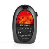 EASYmaxx Mini-Heizung Kamin-Optik 400W schwarz mit LED-Flammeneffekt und digitaler Thermostatanzeige, kompakt für Steckdose.
