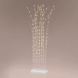 MAXXMEE LED-Raumtrenner aus 12 Zweigen mit LED, 150 cm Höhe, weiß, mit warmweißen Lichtern und biegsamen Zweigspitzen.