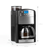 BEEM Kaffeemaschine Fresh-Aroma-Perfect Glas mit Präzisions-Kegelmahlwerk und 1,25 l Glaskanne für 10 Tassen Kaffee