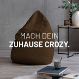 LUMALAND Luxury XL PLUS Sitzsack stylischer Beanbag Braun mit 220L Füllung und extra starken Nähten für höchste Bequemlichkeit.