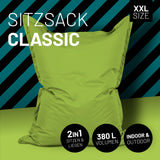 LUMALAND Sitzsack Classic XXL (380 L) in Grün, für drinnen & draußen, komfortabel mit robustem Material und verdecktem Reißverschluss.
