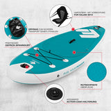 FitEngine Junior Trip SUP-Board Set (Allrounder) - 8' mit Kajak-Sitz, Action-Cam-Halterung und Gepäck-Spanngurt.