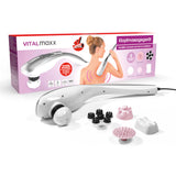 VITALmaxx Klopfmassagegerät silber/weiß mit 5 Aufsätzen, 5 Massagemodi und kabellosem Akku für wohltuende Klopfmassage.