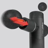 MAXXMEE Mini Massage Gun Hot & Cold Pro schwarz mit Power-Boost, 6 Aufsätzen und Soft-Grip für intensive Massageanwendung.