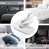 N8WERK Milbensauger mit Pulsrolle Moonlight White zur effektiven Reinigung von Matratzen, Decken, Kissen und Polstermöbeln.