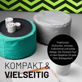 LUMALAND Sitzsack Pouf (50 L) in Türkis, multifunktional als Sitzhocker, Ablage und Fußschemel für In- und Outdoor.