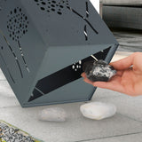 Hoberg LED Pflanzsäule in Beton-Optik mit Pusteblumen-Design und abnehmbarer Pflanzschale, batteriebetrieben und witterungsbeständig.