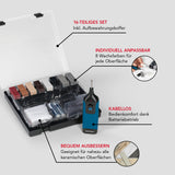 EASYmaxx Reparatur-Set Fliesen & Steinböden - 16-tlg. mit 8 Wachsfarben, kabellosem Gerät und Aufbewahrungskoffer für keramische Oberflächen.
