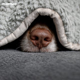 FLUFFINO® Hundedecke/Hundekissen Größe L in grau mit Wildlederimitat, weich, flauschig und isolierend für große und kleine Hunde.