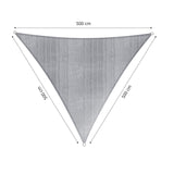 LUMALAND Sonnensegel 100% HDPE Dreieck 5x5x5 m, hellgrau, UV-Schutz, stabile Befestigungsringe, wetterfestes Sonnensegel.