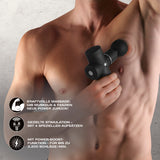 FitEngine Mini Massage Gun zur gezielten Muskelmassage mit 4 Aufsätzen und Power-Boost für Nacken, Waden und Rückenstrecker.