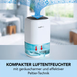 MAXXMEE Luftentfeuchter mit Peltier-Technik, kompakt, leise, 900 ml Wassertank, entfeuchtet bis zu 450 ml pro Tag, LED-Beleuchtung.