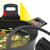 N8WERK Aluguss-Topf-Set in der Midnight Edition, 8-teilig mit Heat Indicator und Antihaftbeschichtung, flexibel für alle Herdarten.