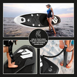 FitEngine SUP Allrounder/Racer/Junior 8' - 12'' aufblasbares Paddle-Board mit Drybag, Pumpe und Handyhülle für stabiles SUP-Workout.