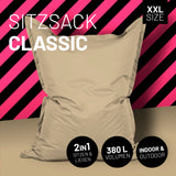 LUMALAND Sitzsack Classic XXL (380 L) beige für drinnen & draußen, 2in1 Sitz- und Liegekomfort, hochwertig, pflegeleicht, XXL-Volumen.