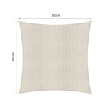 LUMALAND Sonnensegel 100% HDPE 3x3m creme, stabil mit UV-Schutz 30+, reißfest, doppelt vernäht, mit rostfreien Ringen.
