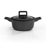 N8WERK Aluguss-Kochtopf 20 cm mit Heat Indicator, Ilag-Ultimate-Beschichtung, Silikon-Deckelrand, für alle Herdarten, Backofen bis 150 Grad geeignet.