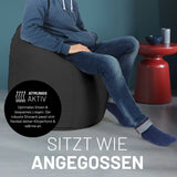 LUMALAND Luxury XL PLUS Sitzsack stylischer Beanbag schwarz mit 220L Füllung, ergonomisch und atmungsaktiv für optimalen Sitzkomfort.