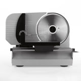 GOURMETmaxx Allesschneider - Silber mit stufenlos einstellbarer Schnittstärke von 1-15 mm und Fingerschutz für sicheren Gebrauch.