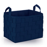 N8WERK Filz-Aufbewahrungstasche L - 40 x 30 x 30 cm in Dunkelblau, faltbar, mit Tragegriffen, stilvoller Scandi-Korb aus Filz.