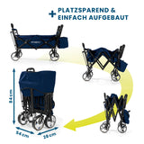 Hoberg Faltbarer Bollerwagen "Premium Class" Marineblau, platzsparend, einfach aufgebaut, mit robustem Metallrahmen und Nylonbezug.