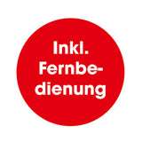 EASYmaxx Mini-Heizung Kamin-Optik - 400W schwarz mit rotem Kreis und Hinweis Inkl. Fernbedienung für einfache Bedienung.