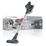 CLEANmaxx Akku-Zyklon-Staubsauger anthrazit/schwarz mit 3-fach-Filter und elektrischem Power Rotation Bodenaufsatz.
