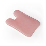 MAXXMEE Gesichtsroller Perfect Face Gua Sha Stein aus Rosenquarz für kühlende, entspannende Gesichtsmassage in weiß/rosegold.